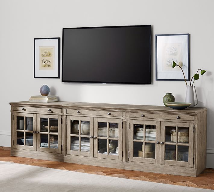Livingston Large Tv Stand With Gl Doors Pottery Barn