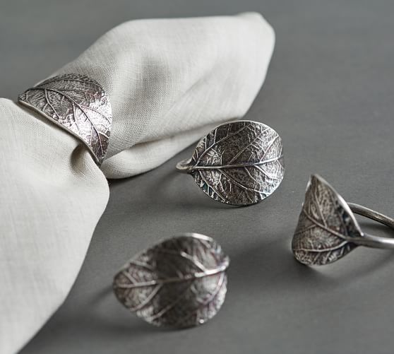 Silver Leaf Napkin Ring, Set of 4 Pottery Barn