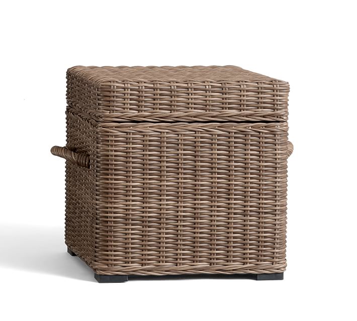 Torrey All Weather Wicker Cube Natural Pottery Barn