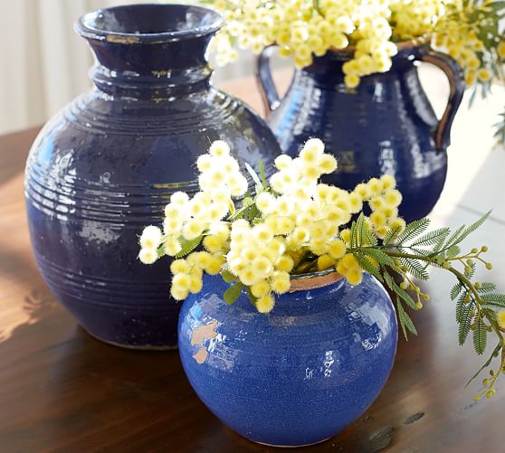 Pamela Blue Ceramic Vase Pottery Barn
