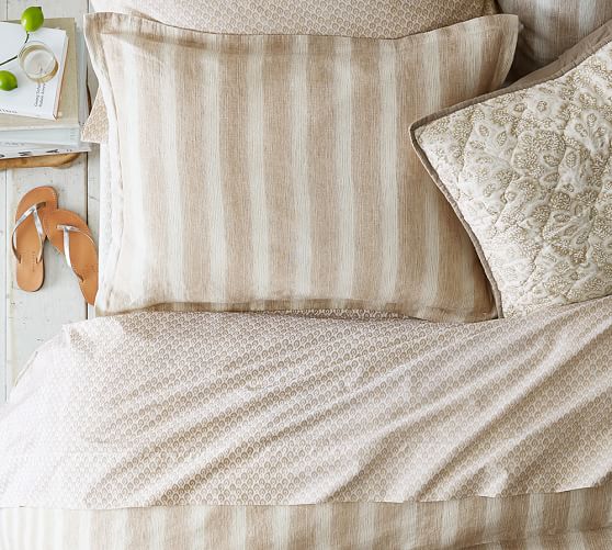 Jerrie Print Organic Sheet Set Flax Pottery Barn