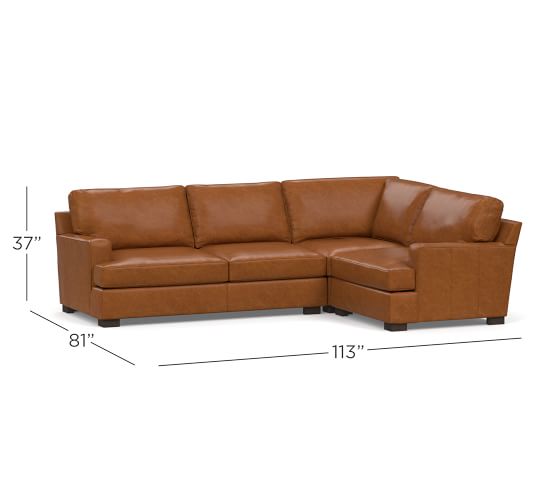 Townsend Square Arm Leather 3Piece Corner Sectional Pottery Barn