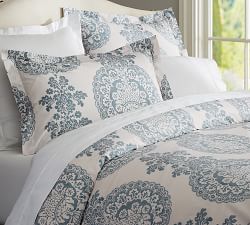 Blue Bedding Pottery Barn Lucianna Medallion Duvet Cover