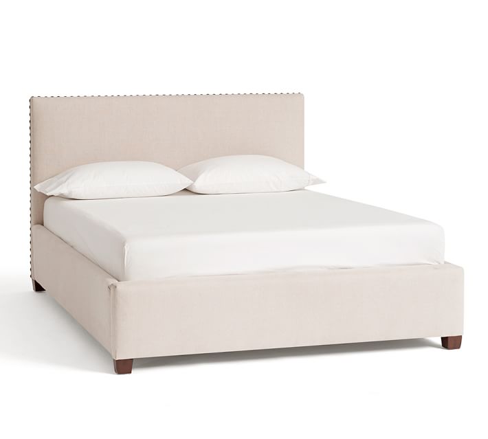 Raleigh Upholstered Square Low Bed Pottery Barn