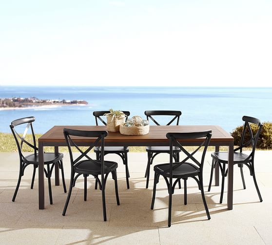 Carmen Teak Rectangular Dining Table X Back Bistro Chair Set Carmen Teak Rectangular Dining Table X Back Bistro Chair Set