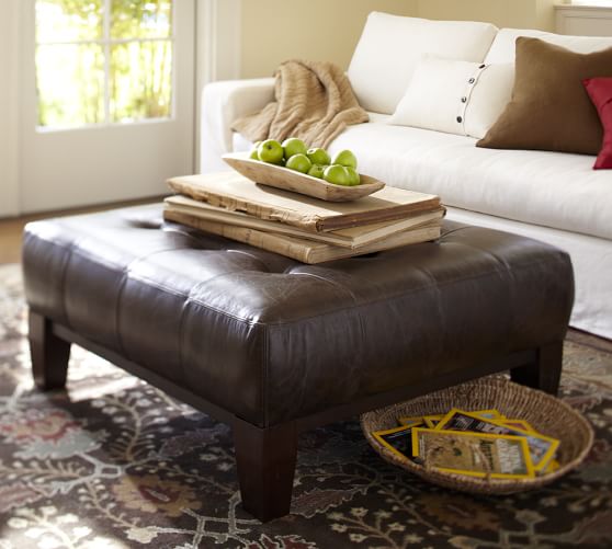 Sullivan Leather Square Ottoman Pottery Barn Alternate View