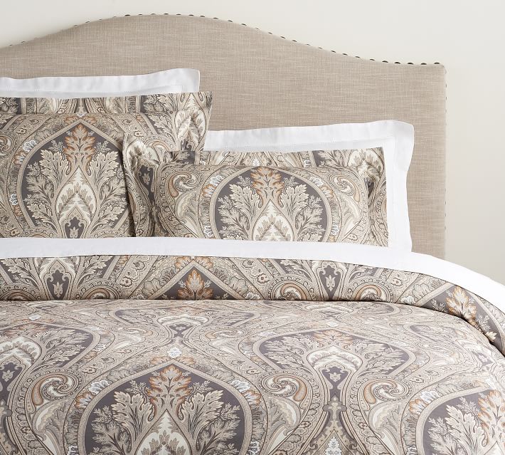 Anton Paisley Organic Duvet Cover Sham Gray Pottery Barn