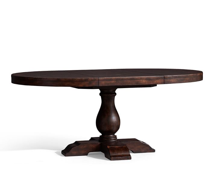 Lorraine Extending Pedestal Dining Table Hewn Oak Pottery Barn