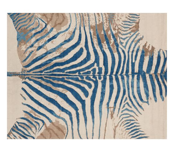 Printed Zebra Rug Blue Pottery Barn