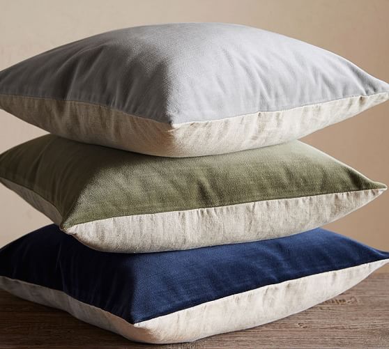 Monogrammable Velvet  Pillow  Cover with Linen  Back 