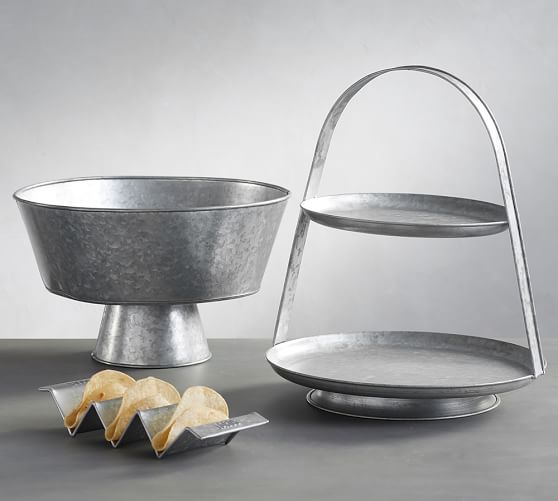 Galvanized Metal Footed Serve Bowl Pottery Barn