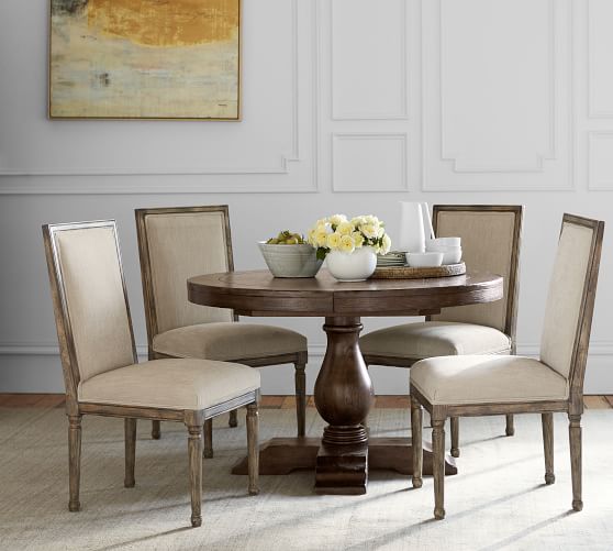Lorraine Extending Pedestal Dining Table Hewn Oak Pottery Barn Lorraine Extending Pedestal Dining Table Hewn Oak