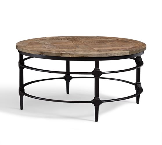 Parquet Reclaimed Wood Round Coffee Table Pottery Barn Start 360 Product Viewer