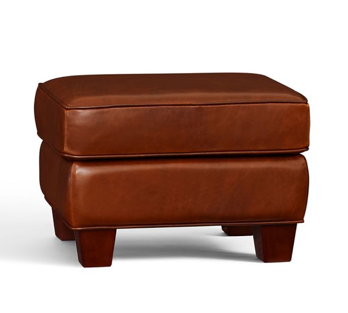 Irving Leather Storage Ottoman Pottery Barn