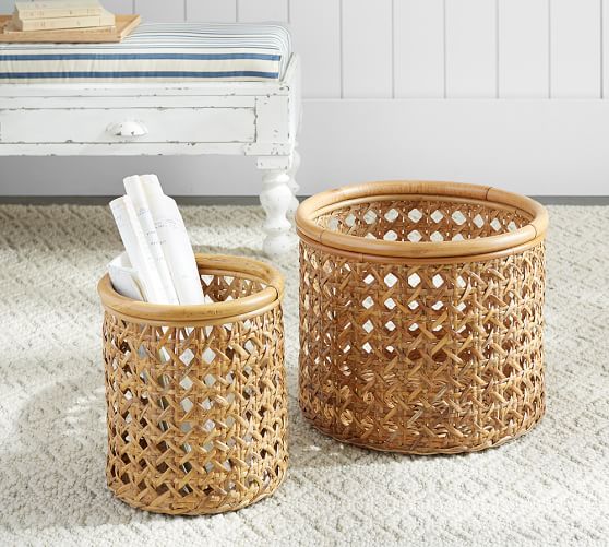 Abel Open Weave Rattan Baskets Pottery Barn