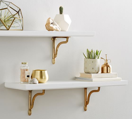 Sarah Bartholomew Nola Shelf With Brackets White Gold Pottery Barn Sarah Bartholomew Nola Shelf With Brackets White Gold