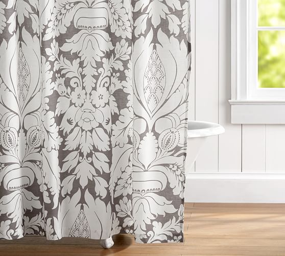 Damask Linen Shower Curtain Pottery Barn Damask Linen Shower Curtain Saved View Larger Roll Over Image To Zoom
