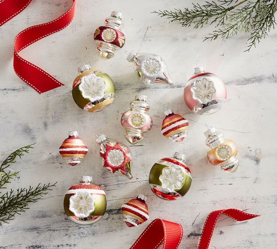 Mixed Vintage Mercury Ornaments - Set Of 12 Pottery Barn - Mixed Vintage Mercury Ornaments - Set Of 12 Pottery Barn