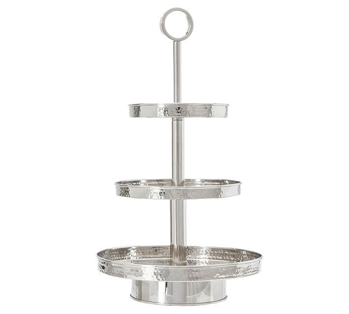 hammered nickel tiered stand