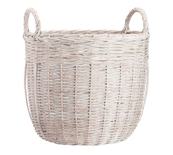White Wash Woven Basket Pottery Barn White Wash Woven Basket Saved View Larger Roll Over Image To Zoom
