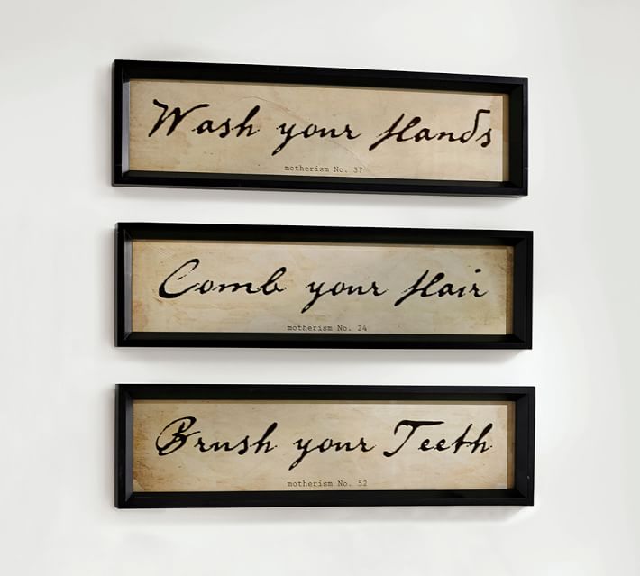 Alder Wood Bathroom Wall Art Set Of 3 Pottery Barn