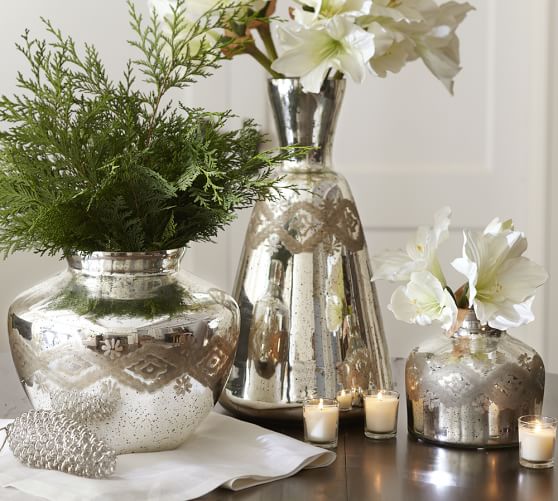 Etched Mercury Glass Vases & Cachepots Pottery Barn