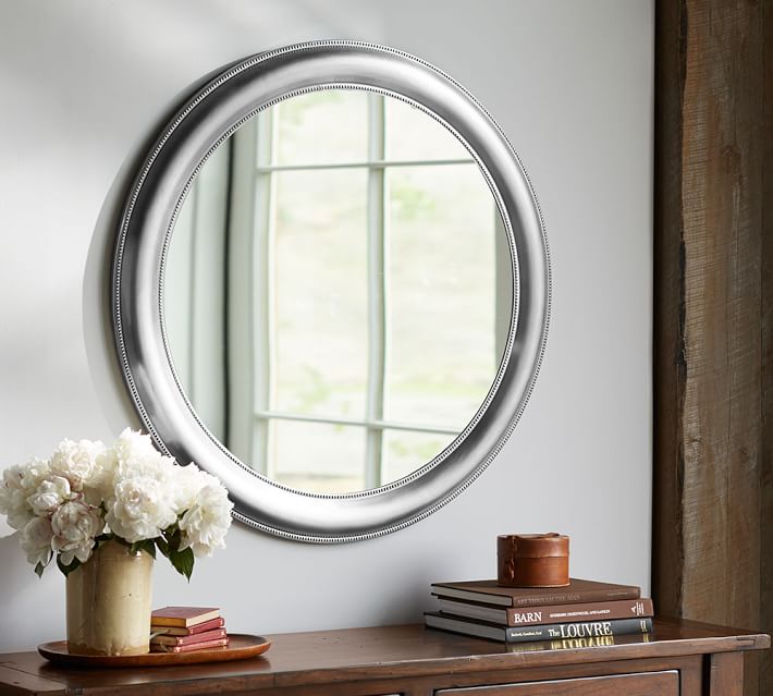 Silver Beaded Round Mirror Pottery Barn