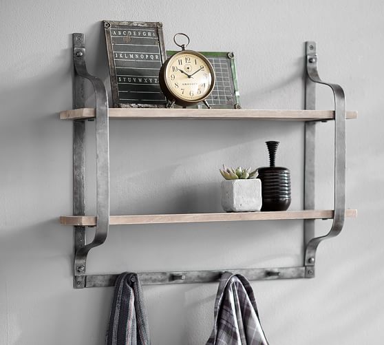 Rustic Pine Shelf With Hooks Pottery Barn Rustic Pine Shelf With Hooks