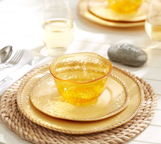Rope Outdoor Dinnerware, Yellow Pottery Barn