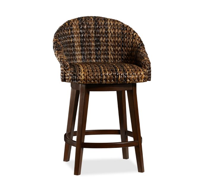 Seagrass Bucket Swivel Bar Stool Pottery Barn