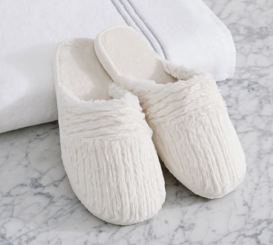 Furry Knit Slippers | Pottery Barn