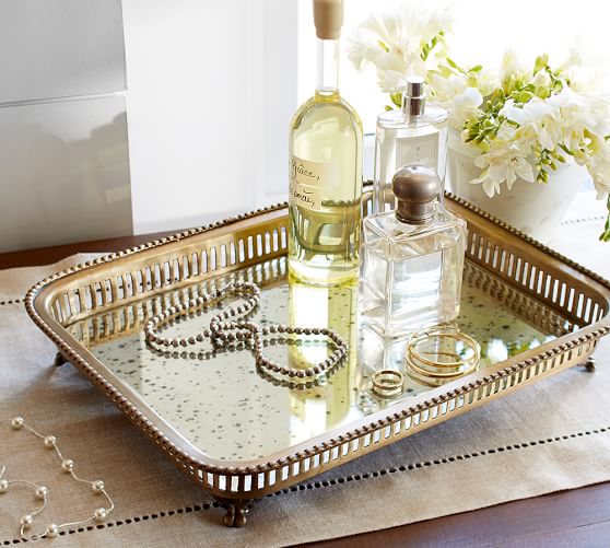 Victorian Antique Mirror Footed Tray Pottery Barn