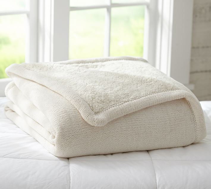 chenille knit sherpa blanket