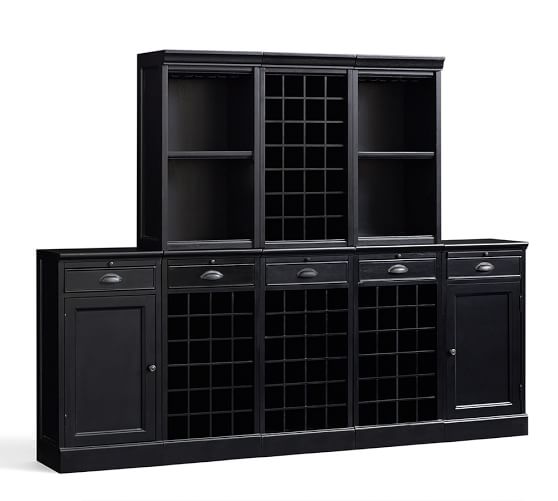Modular Bar Cabinet with 1 Wine Hutch & 2 Open Hutch ...