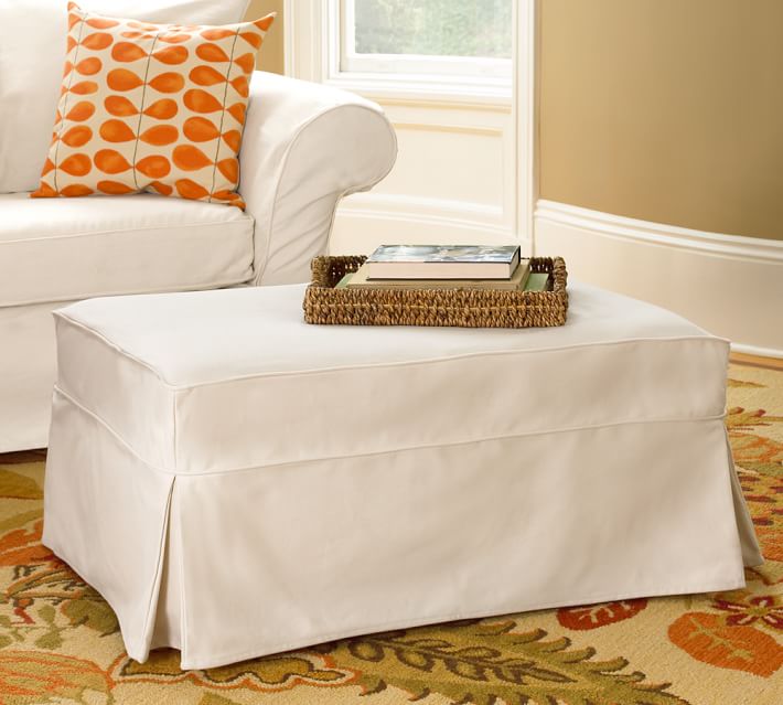 Charleston Slipcovered Ottoman Pottery Barn