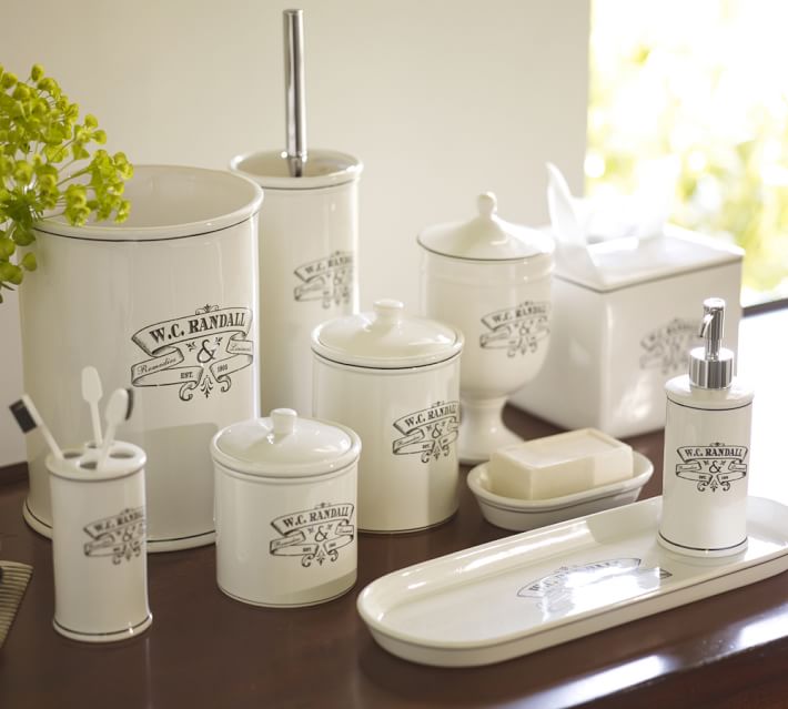 Black White Apothecary Bath Accessories Pottery Barn