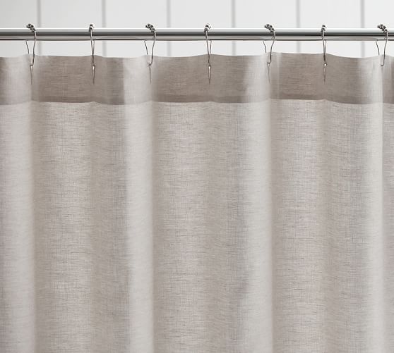 Belgian Flax Linen Hemstitch Shower Curtain Belgian Flax Linen Hemstitch Shower Curtain