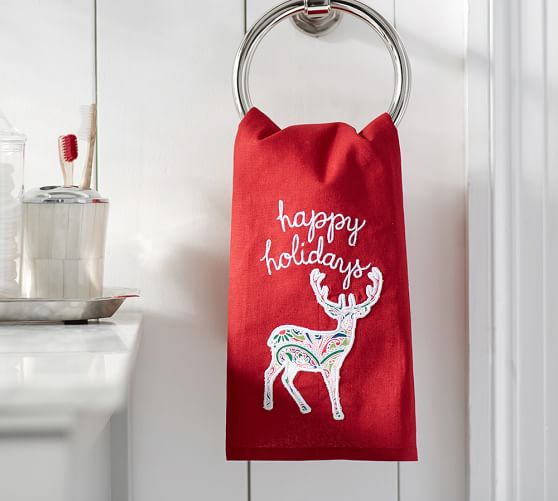 Reindeer Guest Towel Pottery Barn