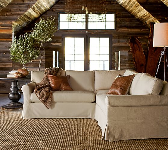 York Roll Arm Slipcovered 3 Piece L Shaped Sectional With Corner York Roll Arm Slipcovered 3 Piece L Shaped Sectional With Corner