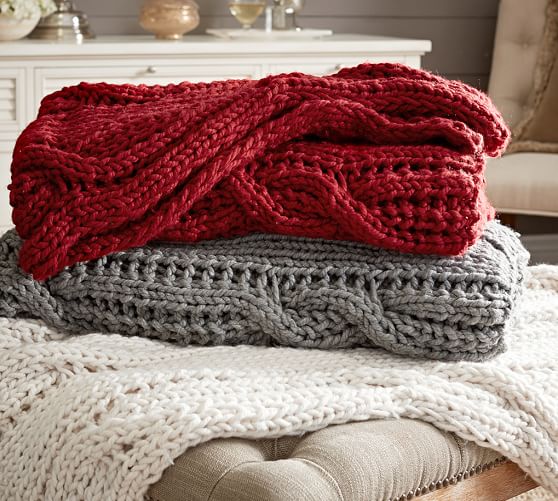 Chunky Cable Handknit Throw Pottery Barn Chunky Cable Handknit Throw