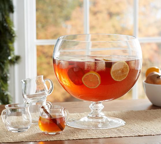 Blown Glass Punch Bowl & Cup Set Pottery Barn