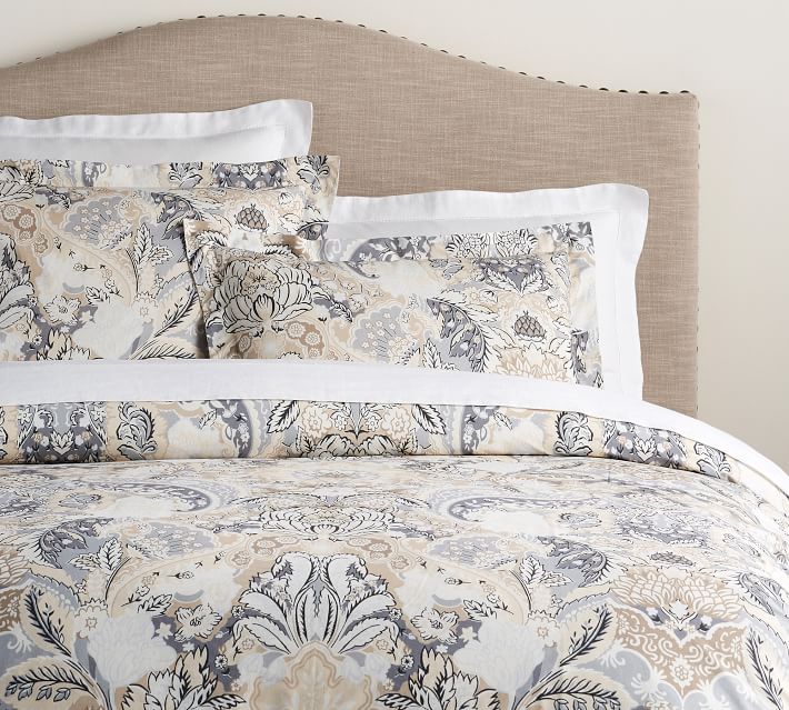 Celeste Damask Organic Percale Patterned Duvet Cover Sham Celeste Damask Organic Percale Patterned Duvet Cover Sham Pottery Barn
