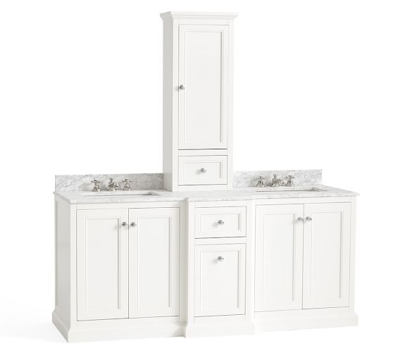 Ultimate Double Sink Storage Vanity with Hutch Pottery Barn