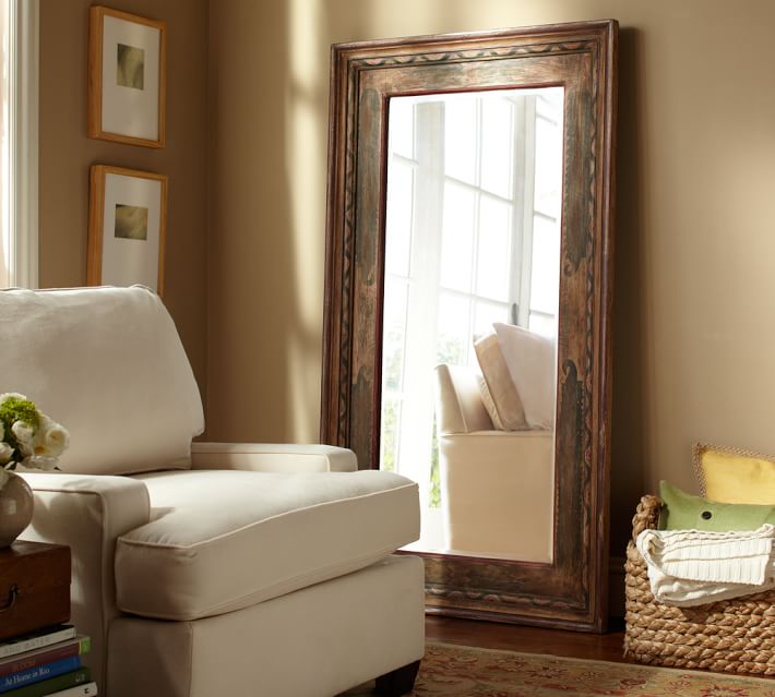santorini painted floor mirror pottery barn