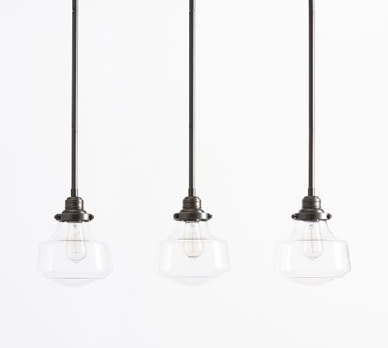 Pb Clic 3 Light Pendant With Schoolhouse Gl Shade Pottery Barn Scroll To Next Item