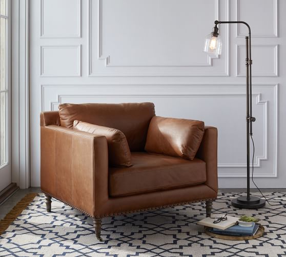 Tallulah Upholstered Sofas Sectionals Armchairs Pottery Barn Tallulah Leather Armchair