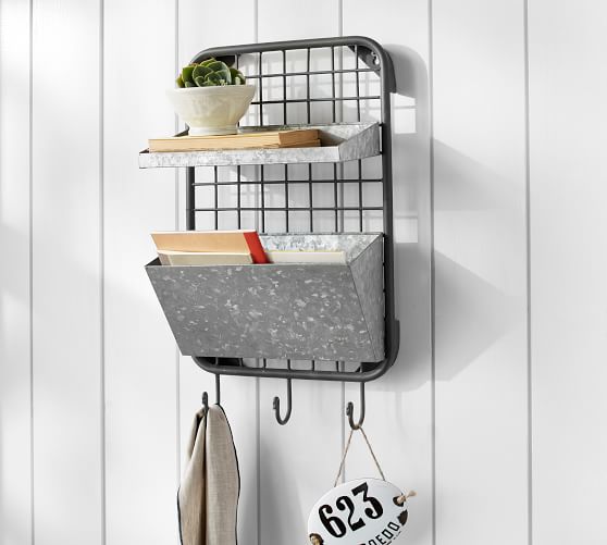 Antique Zinc Bin With Hooks Pottery Barn