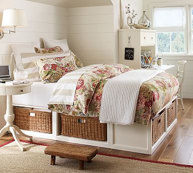 Stratton Storage Platform Bed With Baskets Pottery Barn