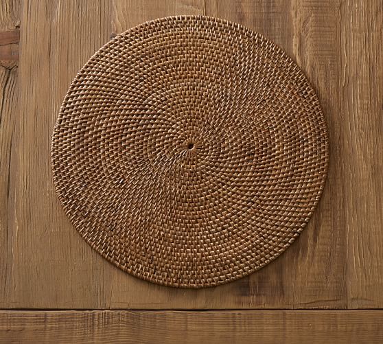 Tava Flat Round Placemat Honey Pottery Barn