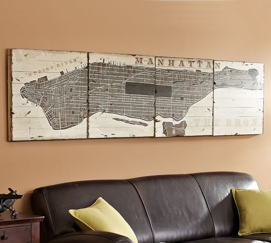 Pieced Manhattan Wood Quadtych Wall Art Pottery Barn